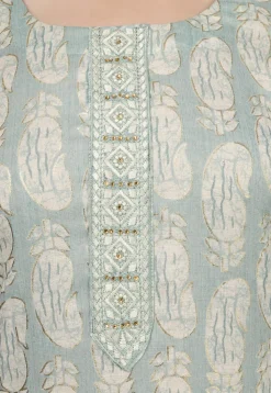 Printed Rayon Pakistani Suit in Sky Blue