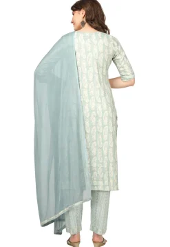 Printed Rayon Pakistani Suit in Sky Blue