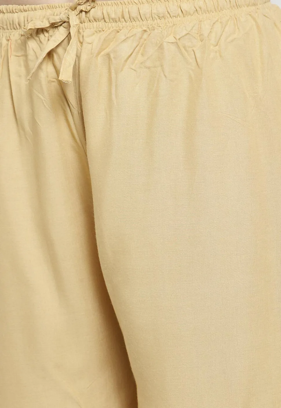 Printed Rayon Palazzo in Beige