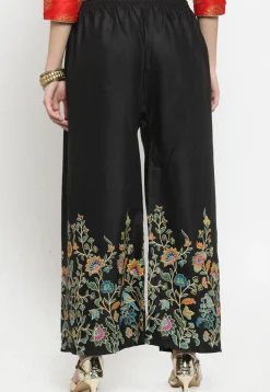 Printed Rayon Palazzo in Black