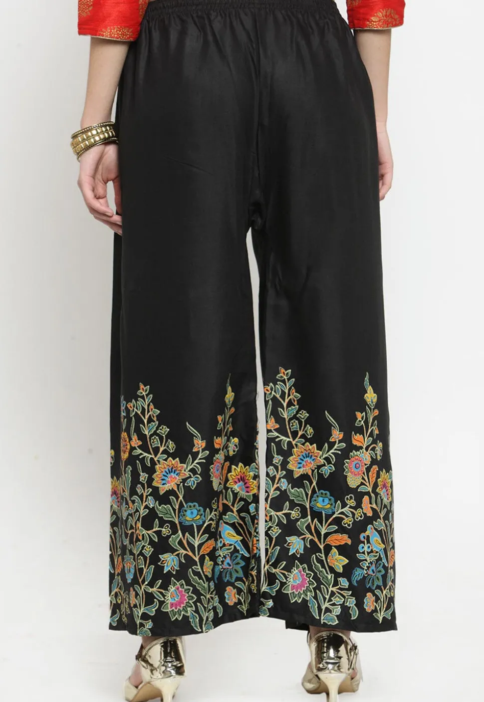 Printed Rayon Palazzo in Black