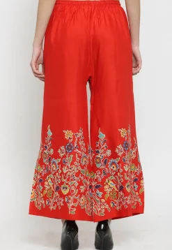 Printed Rayon Palazzo in Red