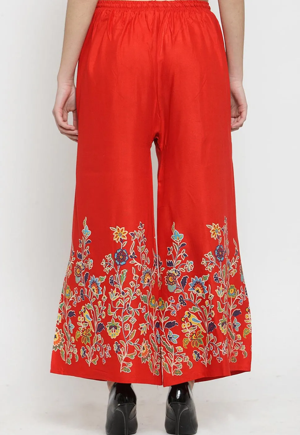 Printed Rayon Palazzo in Red