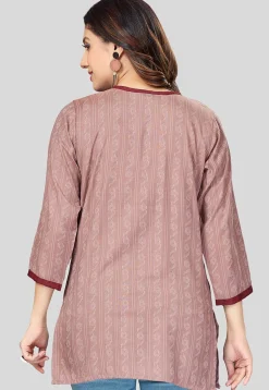 Printed Rayon Straight Kurti in Old Rose