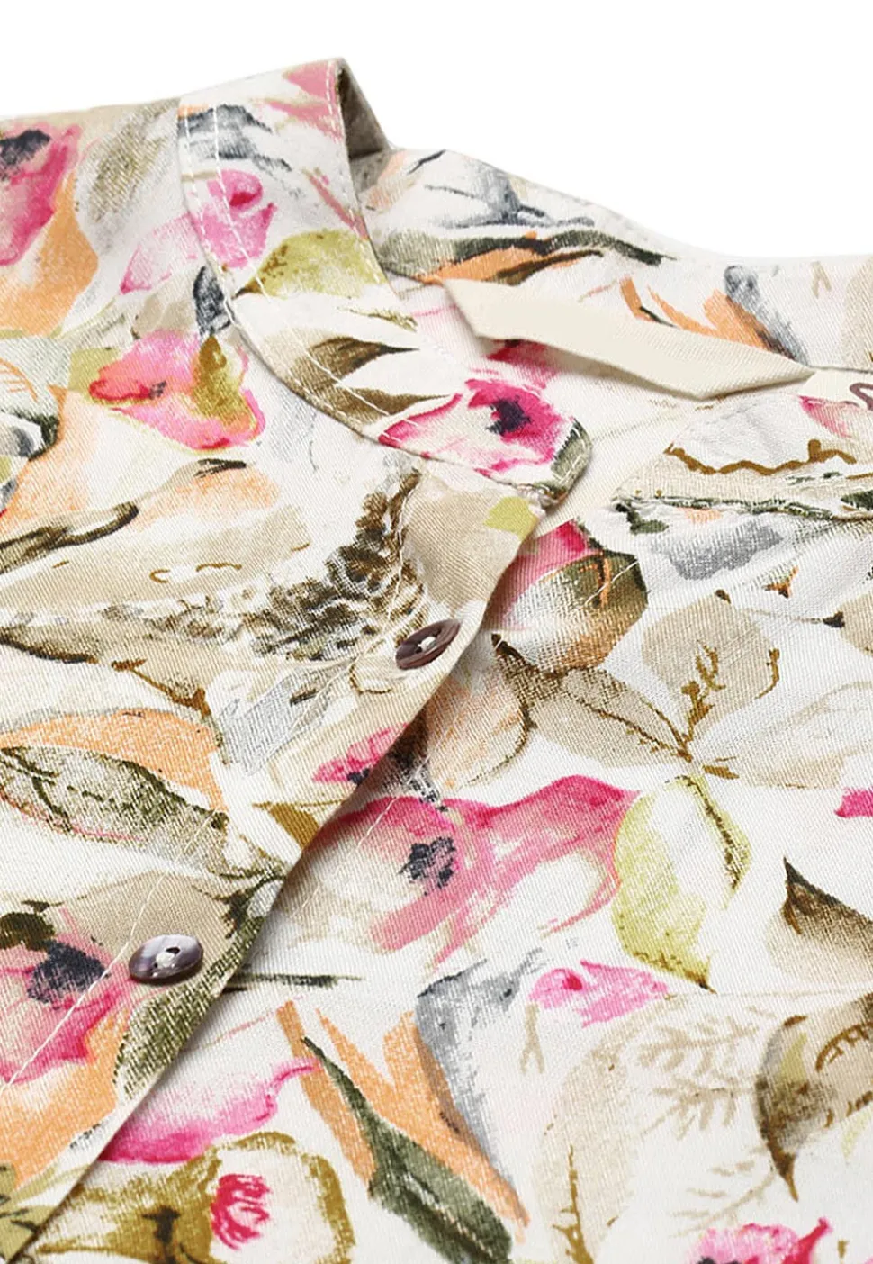 Printed Rayon Tunic in Off White
