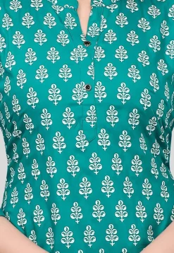 Printed Rayon Tunic in Teal Green