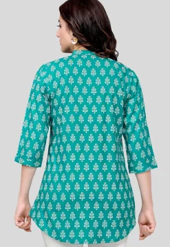 Printed Rayon Tunic in Teal Green