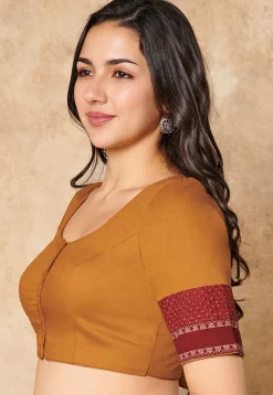 Printed Sleeve Cotton Blouse in Mustard