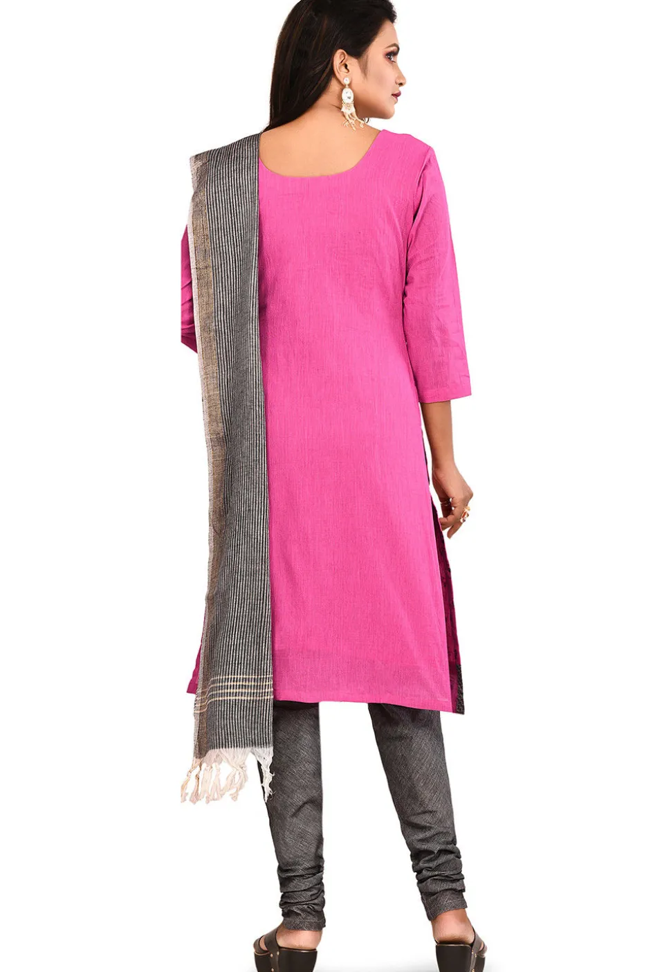 Printed South Cotton Straight Suit in Pink
