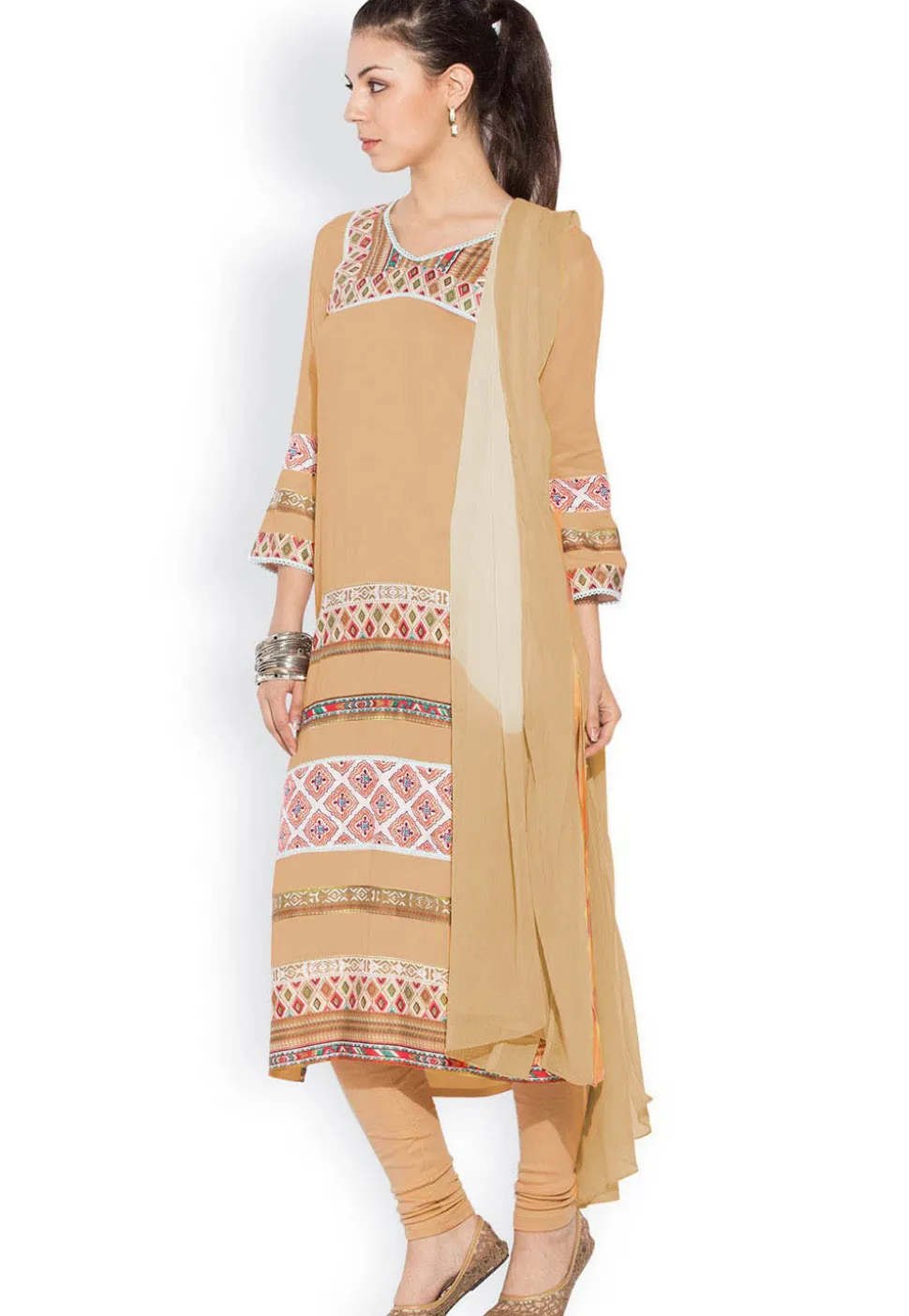 Printed Straight Cut Suit in Dusty Peach