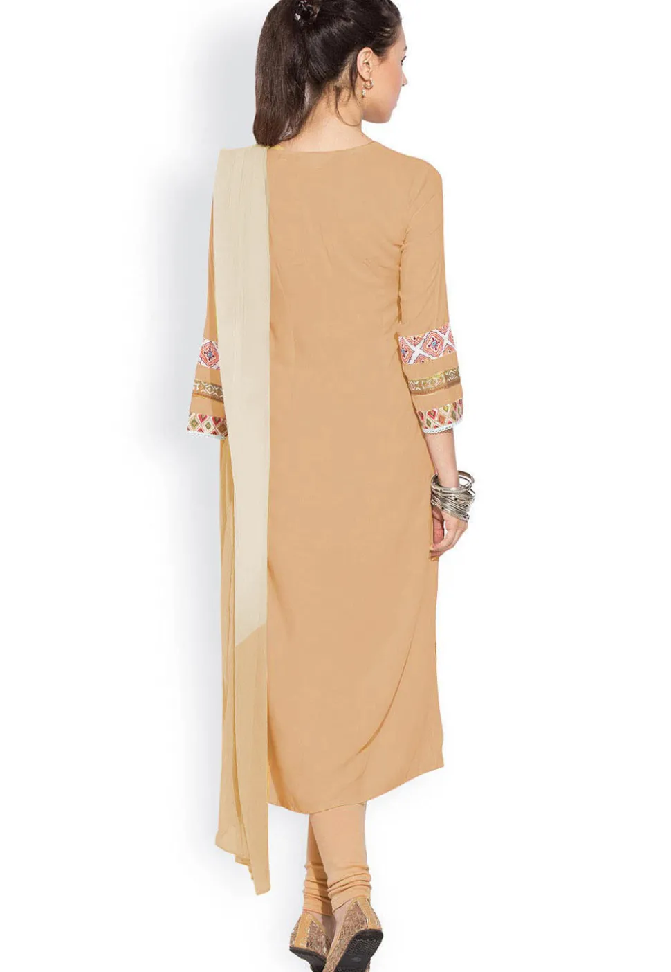Printed Straight Cut Suit in Dusty Peach