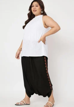 Printed Viscose Haram Pant in Black