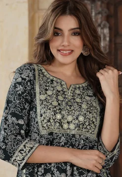 Printed Viscose Rayon Pakistani Suit in Dark Green