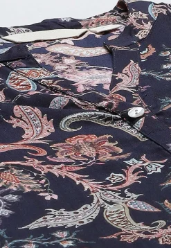 Printed Viscose Rayon Straight Kurta in Dark Blue