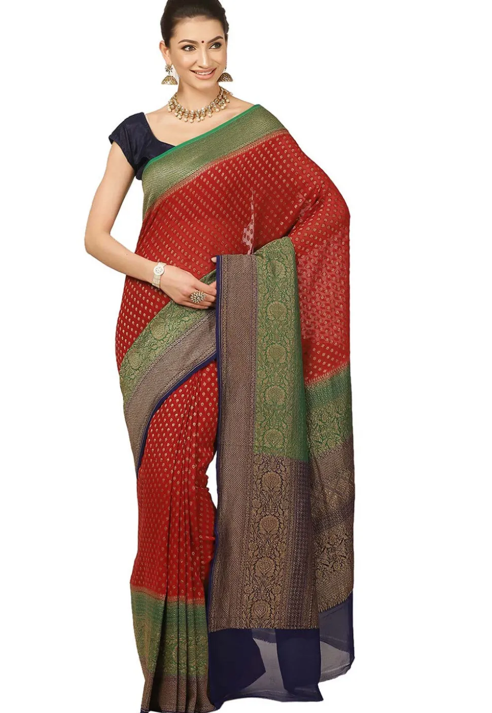 Pure Banarasi Georgette Silk Saree in Maroon