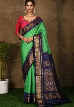 Pure Gadwal Silk Handloom Saree in Green
