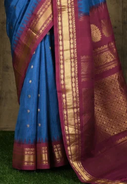 Pure Gadwal Silk Handloom Saree in Blue