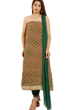 Pure Georgette Leheriya Straight Suit in Light Brown