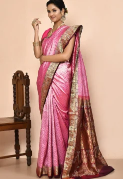Pure Kanchipuram Silk Embellished Saree in Pink