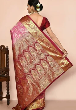 Pure Kanchipuram Silk Embellished Saree in Pink