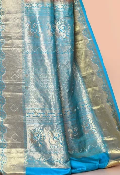 Pure Kanchipuram Silk Embellished Saree in Orange