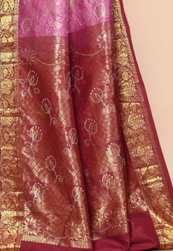 Pure Kanchipuram Silk Embellished Saree in Pink