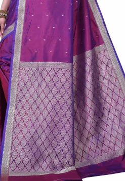 Pure Katan Silk Handloom Saree in Dark Purple