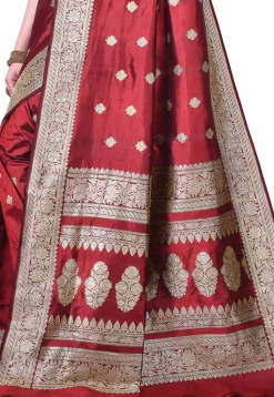 Pure Katan Silk Handloom Saree in Maroon
