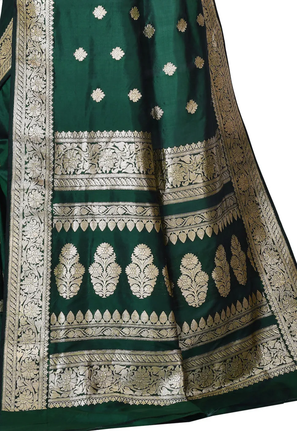 Pure Katan Silk Handloom Saree in Dark Green