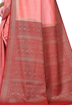 Pure Muga Silk Banarasi Saree in Peach