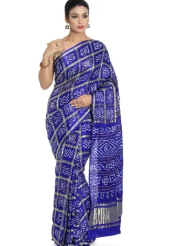 Pure Satin Silk Gharchola Saree in Royal Blue