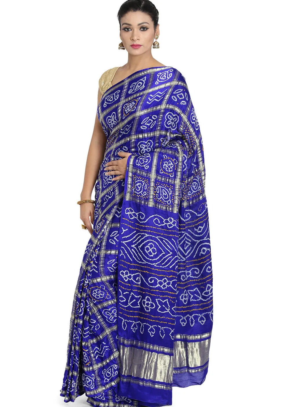 Pure Satin Silk Gharchola Saree in Royal Blue