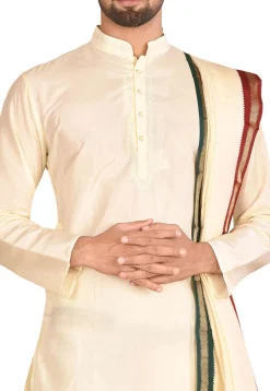 Pure Silk Dhoti Kurta Set in Cream