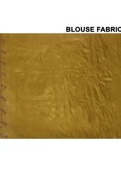 Pure Silk Embroidered Saree in Olive Green