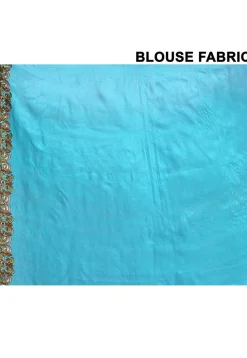Pure Silk Embroidered Saree in Sky Blue