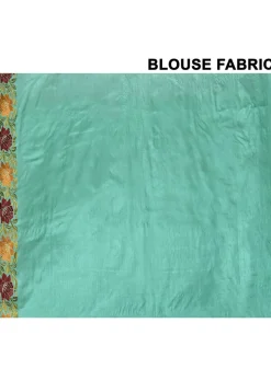 Pure Silk Embroidered Saree in Teal Green