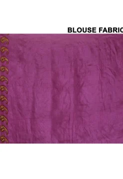 Pure Silk Embroidered Saree in Magenta