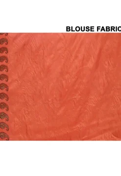 Pure Silk Embroidered Saree in Orange