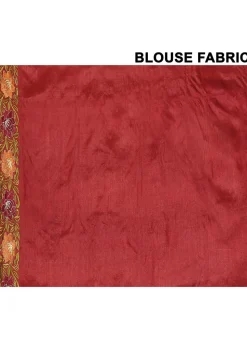Pure Silk Embroidered Saree in Red