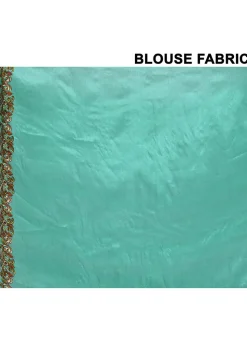 Pure Silk Embroidered Saree in Teal Green