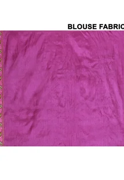 Pure Silk Embroidered Saree in Magenta
