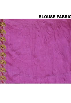 Pure Silk Embroidered Saree in Magenta