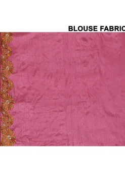 Pure Silk Embroidered Saree in Pink