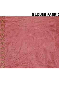 Pure Silk Embroidered Saree in Coral Pink