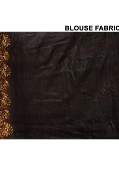 Pure Silk Embroidered Saree in Black