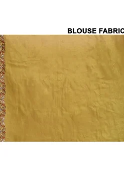 Pure Silk Embroidered Saree in Olive Green