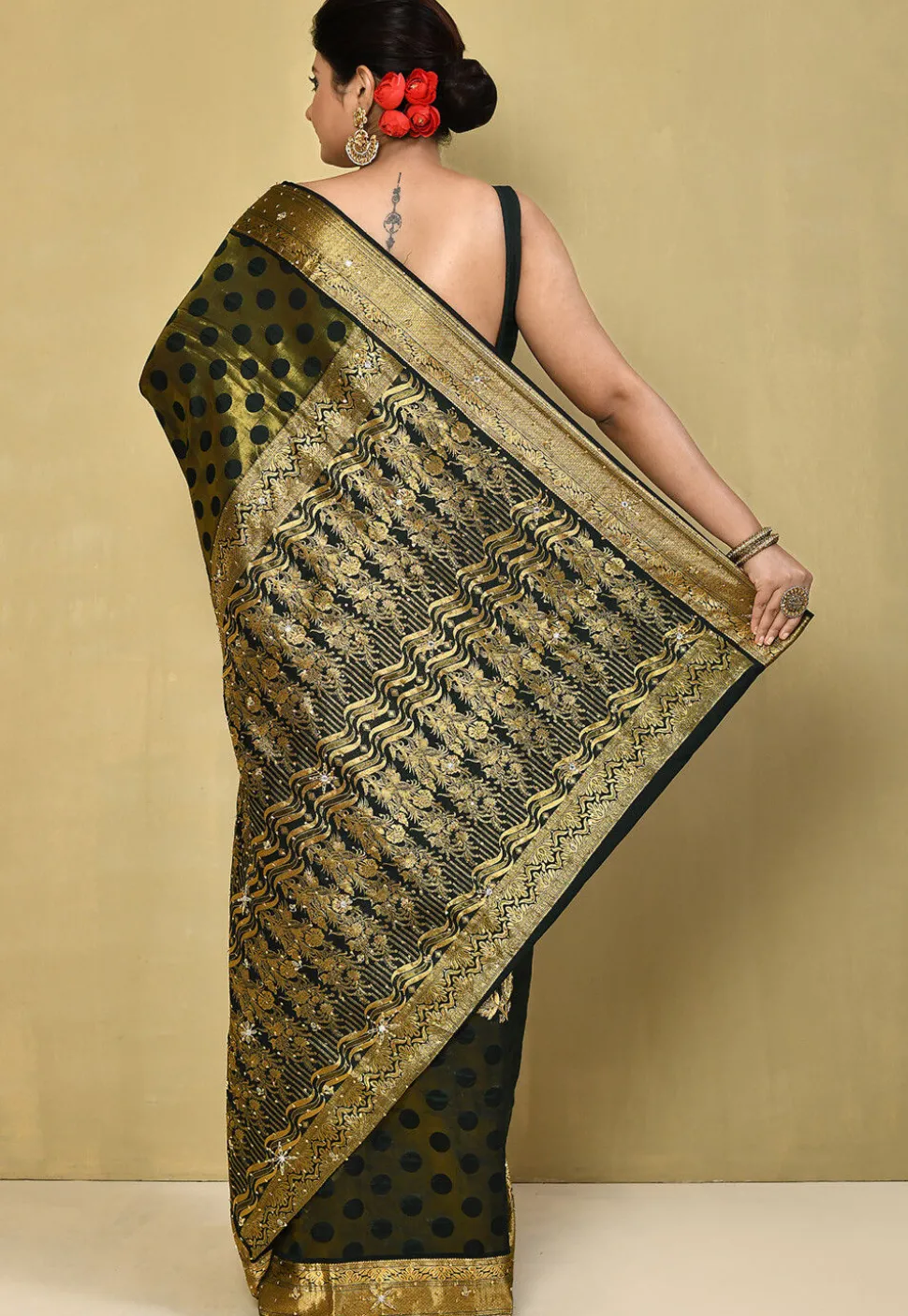 Pure Silk Kanchipuram Saree in Black