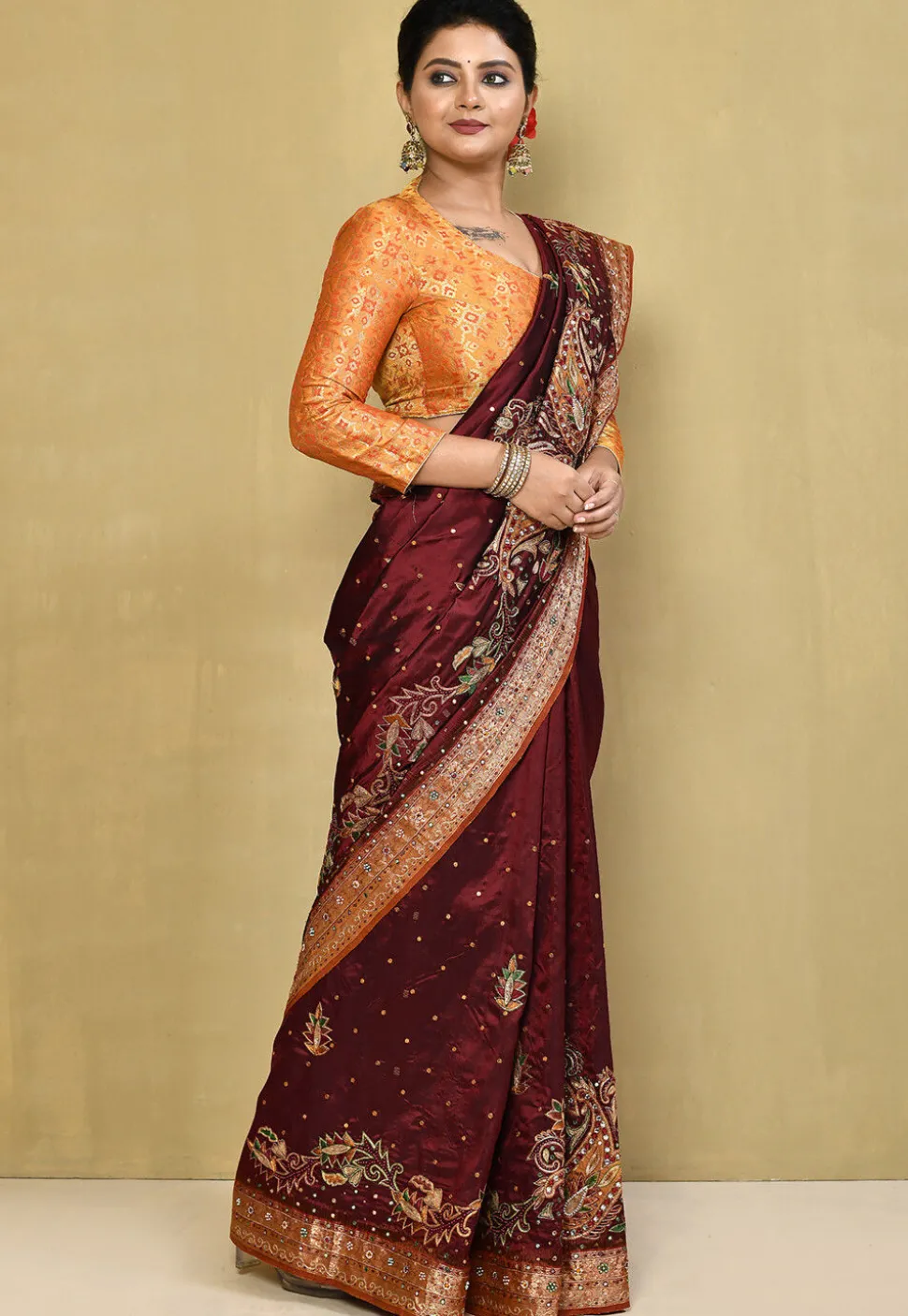 Pure Silk Kanchipuram Saree in Maroon