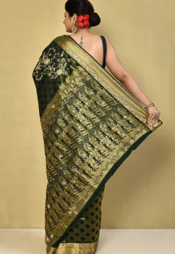 Pure Silk Kanchipuram Saree in Dark Green