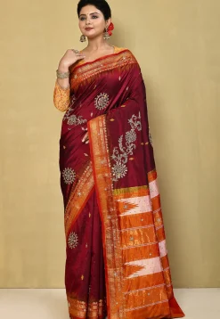 Pure Silk Kanchipuram Saree in Maroon